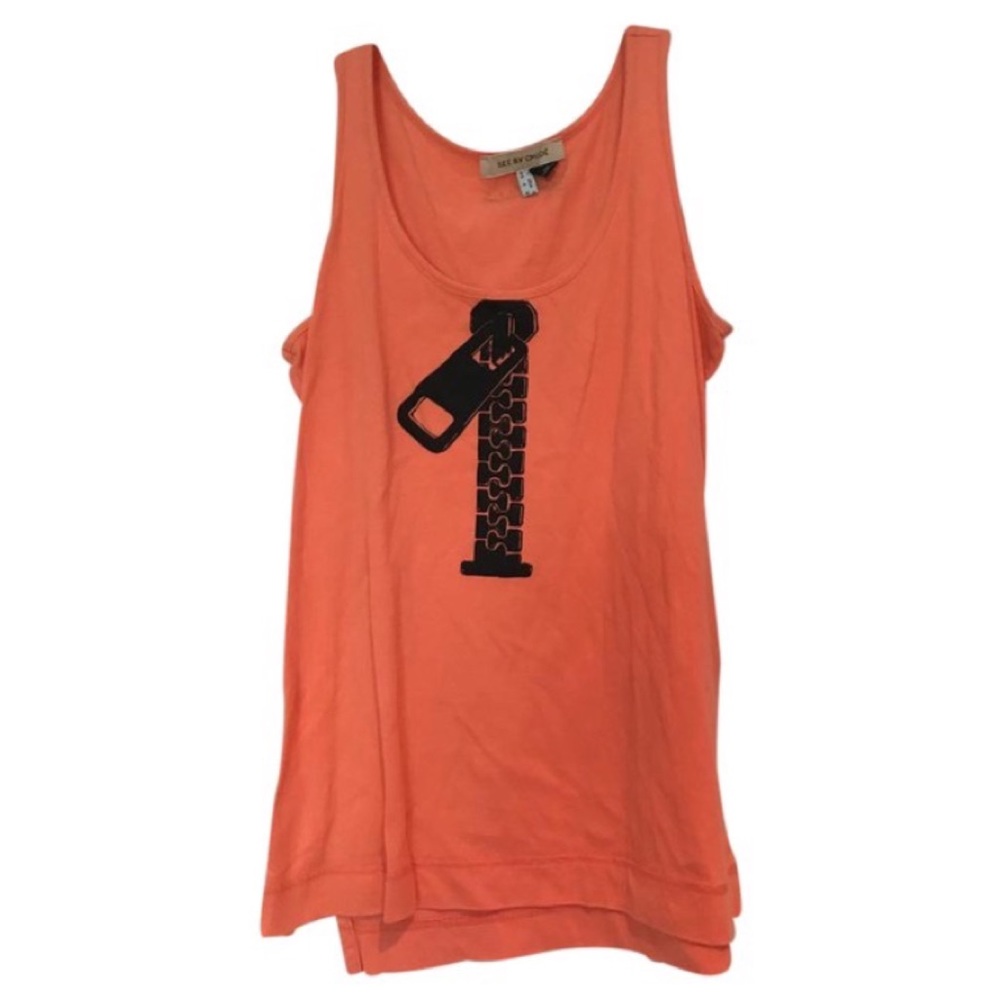 See by Chloe Zipper Coral Tank Top